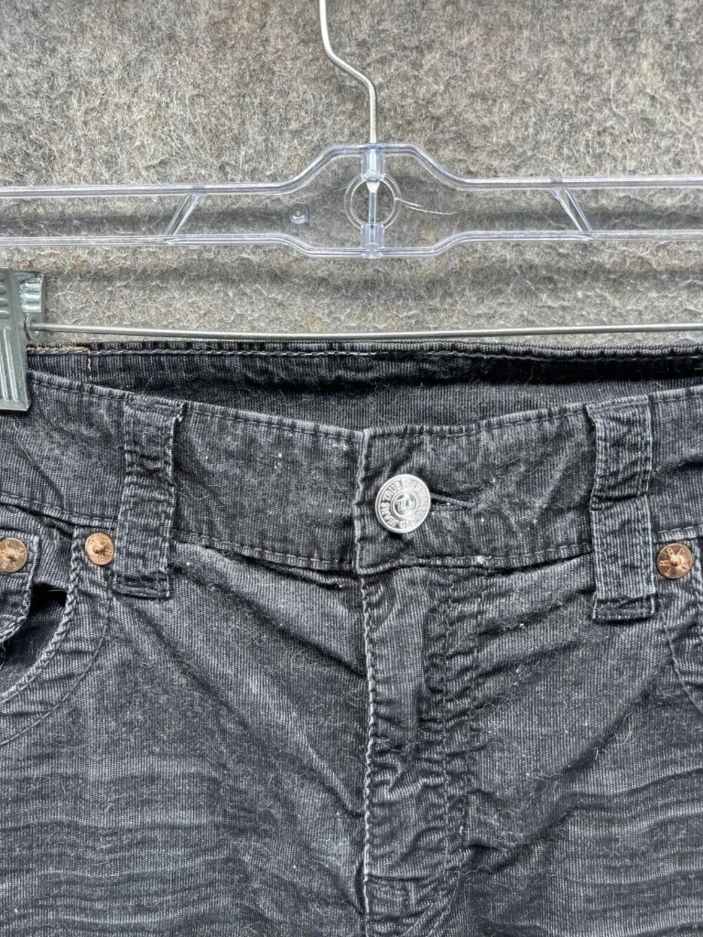True Religion Ricky Jeans Men 34 Black Relaxed Straight Distressed Denim Vintage